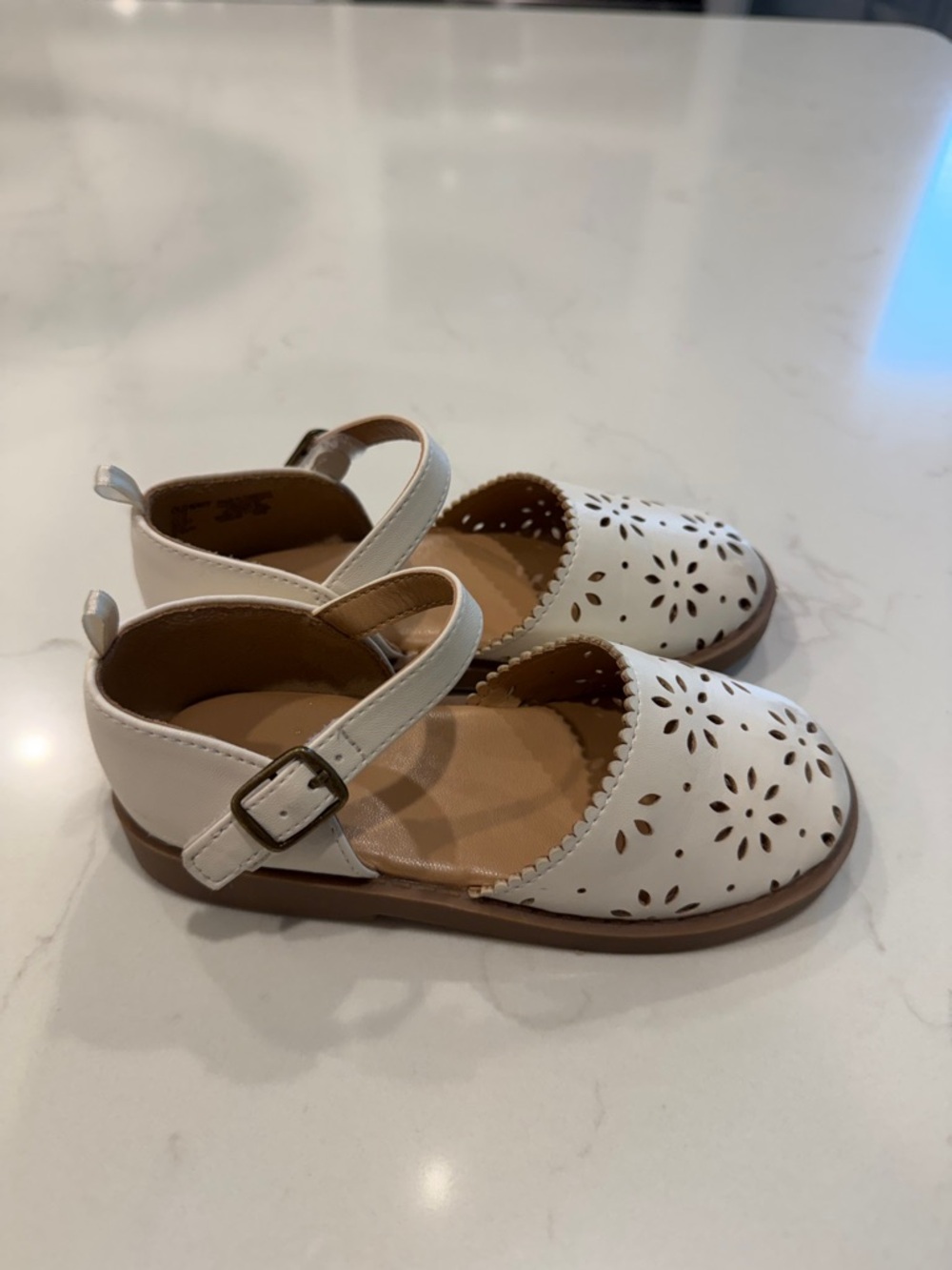 Old Navy White Girls' Cutout Mary Jane Sandals with Ankle Strap